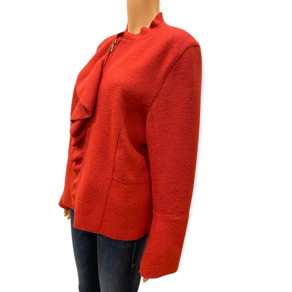 beyond threads Womens alpaca wool ruffle full zip cardigan /jacket Size L - Picture 5 of 9